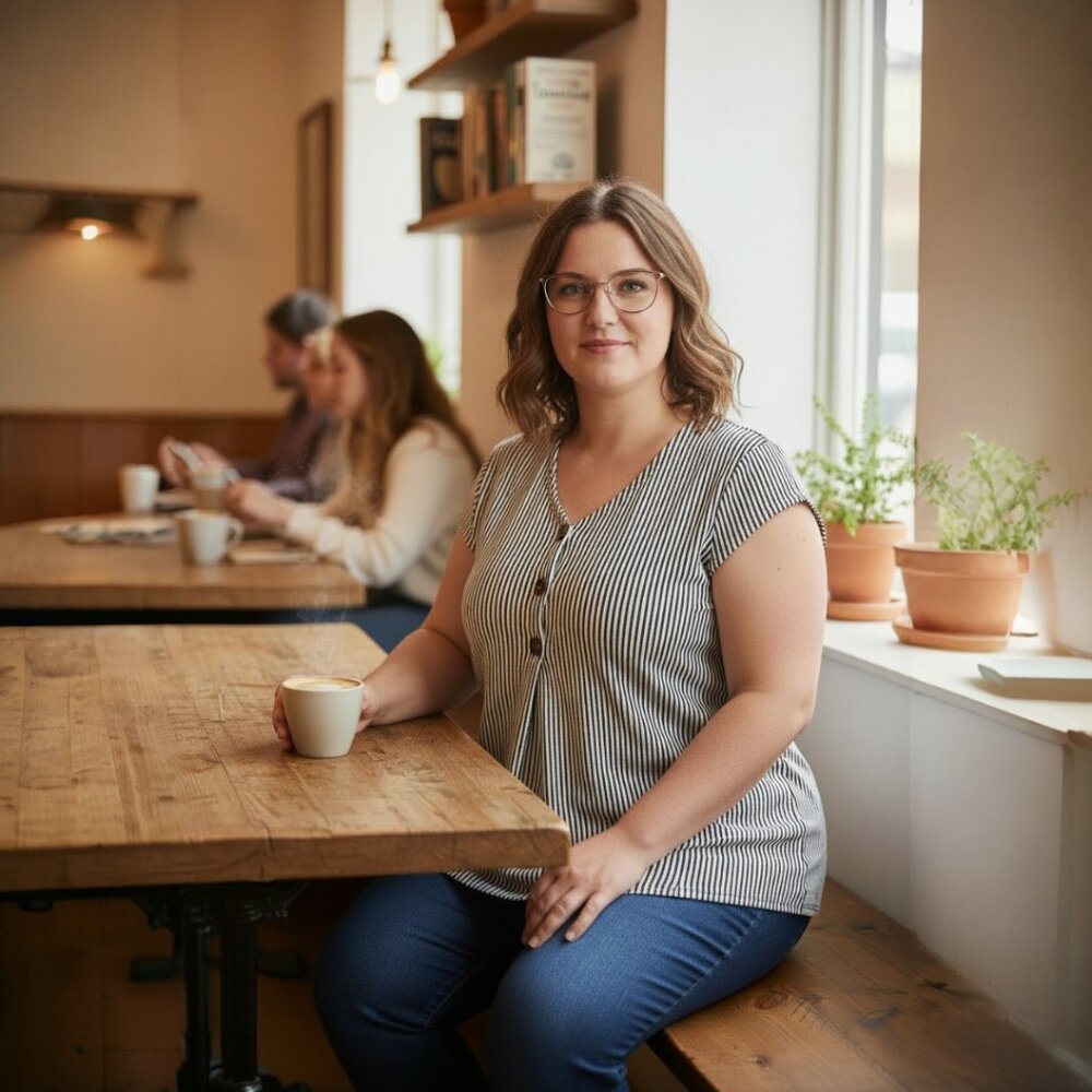 Star Vixen  Striped Scoop Neck Button Front Top  Size 2X